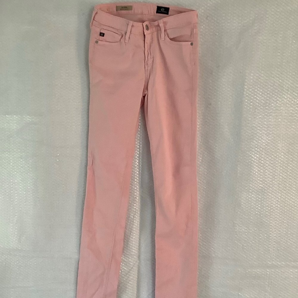 AG Adriano Goldschmied light pink mid rise cigarette jeans size 25R inseam 29"